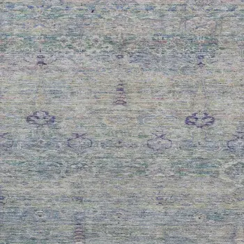 10' X 14' Plum And Silver Oriental Washable Indoor Outdoor Area Rug