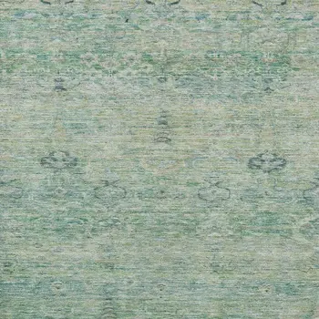 3' X 5' Teal Blue And Linen Oriental Washable Indoor Outdoor Area Rug