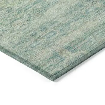 3' X 5' Teal Blue And Linen Oriental Washable Indoor Outdoor Area Rug