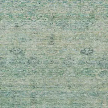 5' X 8' Teal Blue And Linen Oriental Washable Indoor Outdoor Area Rug