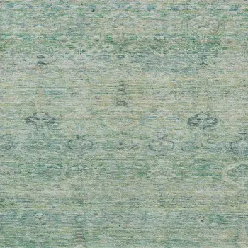 5' X 8' Teal Blue And Linen Oriental Washable Indoor Outdoor Area Rug