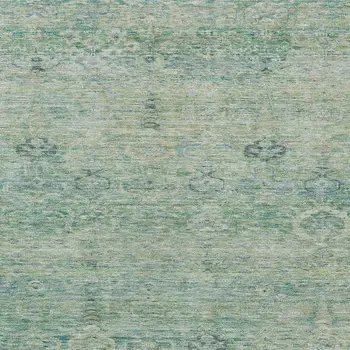 8' X 10' Teal Blue And Linen Oriental Washable Indoor Outdoor Area Rug