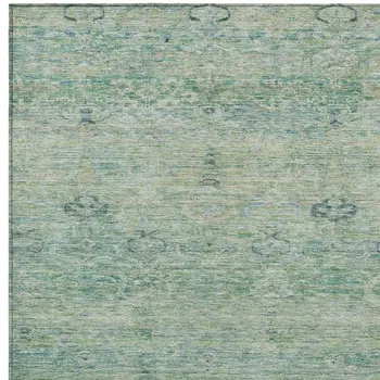 8' X 10' Teal Blue And Linen Oriental Washable Indoor Outdoor Area Rug