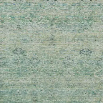 9' X 12' Teal Blue And Linen Oriental Washable Indoor Outdoor Area Rug