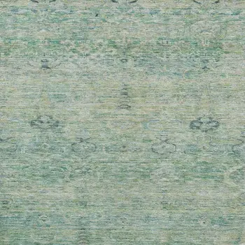 10' X 14' Teal Blue And Linen Oriental Washable Indoor Outdoor Area Rug