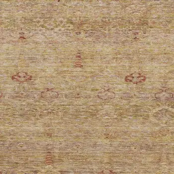 3' X 5' Coral And Copper Oriental Washable Indoor Outdoor Area Rug