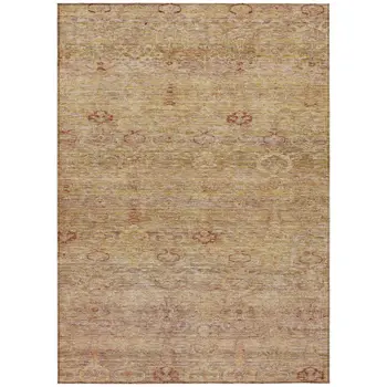 3' X 5' Coral And Copper Oriental Washable Indoor Outdoor Area Rug