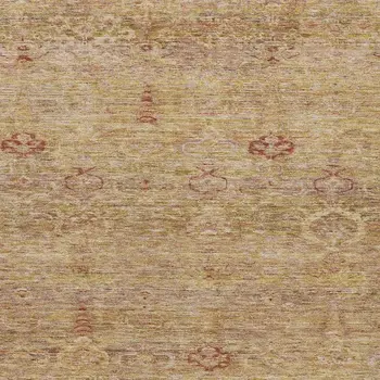 5' X 8' Coral And Copper Oriental Washable Indoor Outdoor Area Rug