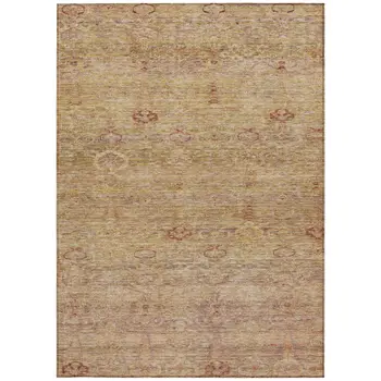 8' X 10' Coral And Copper Oriental Washable Indoor Outdoor Area Rug