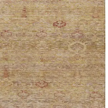 8' X 10' Coral And Copper Oriental Washable Indoor Outdoor Area Rug