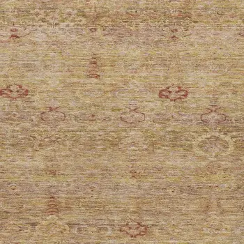 8' X 10' Coral And Copper Oriental Washable Indoor Outdoor Area Rug