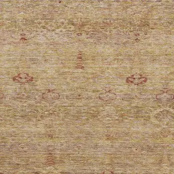 8' X 10' Coral And Copper Oriental Washable Indoor Outdoor Area Rug