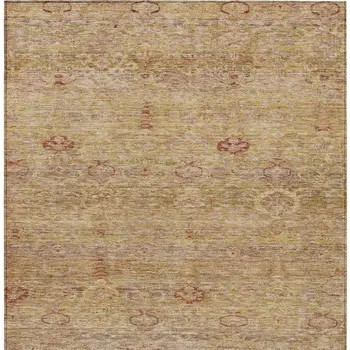 9' X 12' Coral And Copper Oriental Washable Indoor Outdoor Area Rug