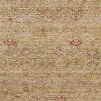 10' X 14' Coral And Copper Oriental Washable Indoor Outdoor Area Rug