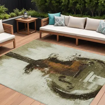 10' X 14' Brown Copper And Charcoal Abstract Washable Indoor Outdoor Area Rug