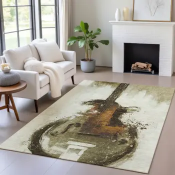 10' X 14' Brown Copper And Charcoal Abstract Washable Indoor Outdoor Area Rug