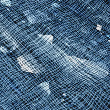 8' Blue And Ivory Round Abstract Washable Indoor Outdoor Area Rug