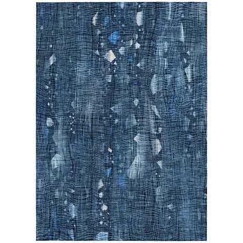 8' X 10' Blue And Ivory Abstract Washable Indoor Outdoor Area Rug