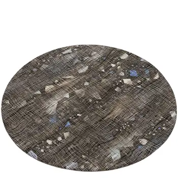 8' Chocolate And Beige Round Abstract Washable Indoor Outdoor Area Rug