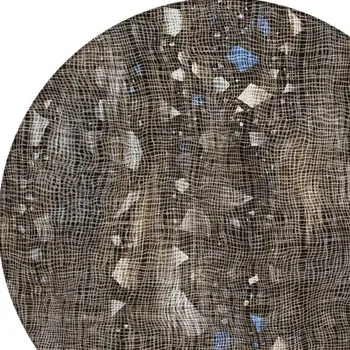 8' Chocolate And Beige Round Abstract Washable Indoor Outdoor Area Rug