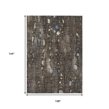 9' X 12' Chocolate And Beige Abstract Washable Indoor Outdoor Area Rug
