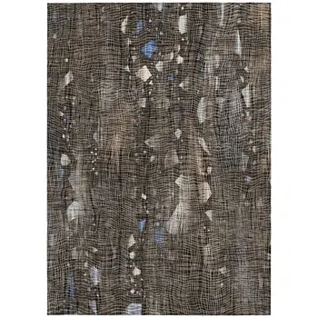 9' X 12' Chocolate And Beige Abstract Washable Indoor Outdoor Area Rug