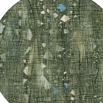 8' Fern Green And Beige Round Abstract Washable Indoor Outdoor Area Rug
