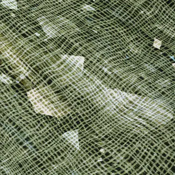8' Fern Green And Beige Round Abstract Washable Indoor Outdoor Area Rug