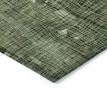 8' X 10' Fern Green And Beige Abstract Washable Indoor Outdoor Area Rug
