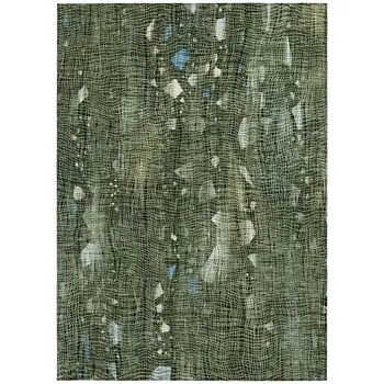 8' X 10' Fern Green And Beige Abstract Washable Indoor Outdoor Area Rug