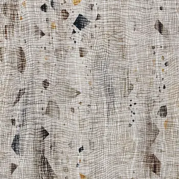 5' X 8' Linen And Gold Abstract Washable Indoor Outdoor Area Rug
