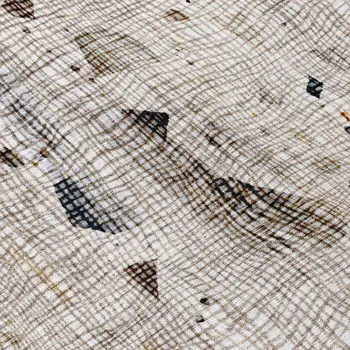 8' Linen And Gold Round Abstract Washable Indoor Outdoor Area Rug