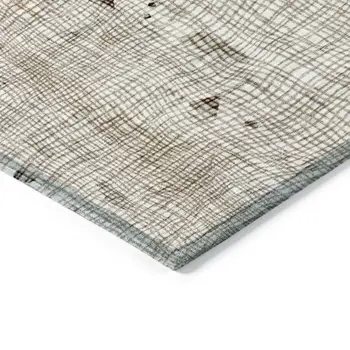 10' X 14' Linen And Gold Abstract Washable Indoor Outdoor Area Rug