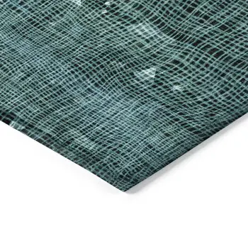 3' X 5' Teal Blue And Ivory Abstract Washable Indoor Outdoor Area Rug
