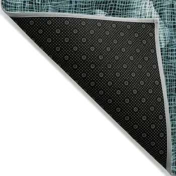 5' X 8' Teal Blue And Ivory Abstract Washable Indoor Outdoor Area Rug