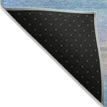5' X 8' Aqua Lavender And Peach Striped Washable Indoor Outdoor Area Rug