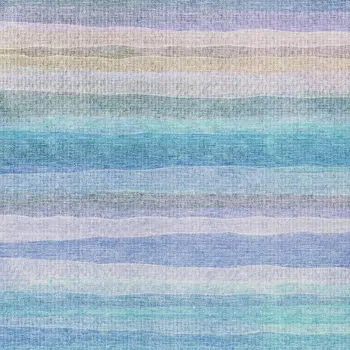 5' X 8' Aqua Lavender And Peach Striped Washable Indoor Outdoor Area Rug