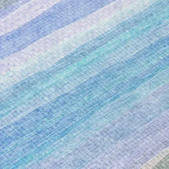 8' Aqua Lavender And Peach Round Striped Washable Indoor Outdoor Area Rug