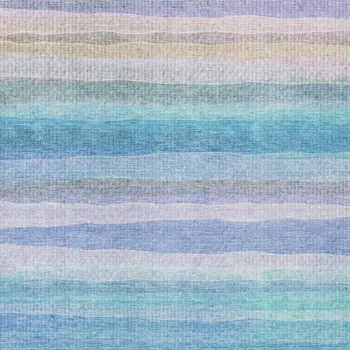 8' X 10' Aqua Lavender And Peach Striped Washable Indoor Outdoor Area Rug