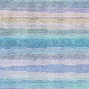 8' X 10' Aqua Lavender And Peach Striped Washable Indoor Outdoor Area Rug