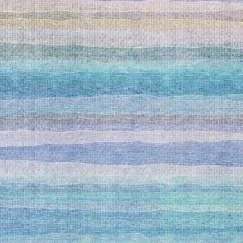 8' X 10' Aqua Lavender And Peach Striped Washable Indoor Outdoor Area Rug