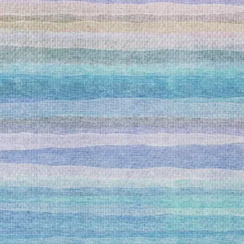 10' X 14' Aqua Lavender And Peach Striped Washable Indoor Outdoor Area Rug