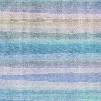 10' X 14' Aqua Lavender And Peach Striped Washable Indoor Outdoor Area Rug