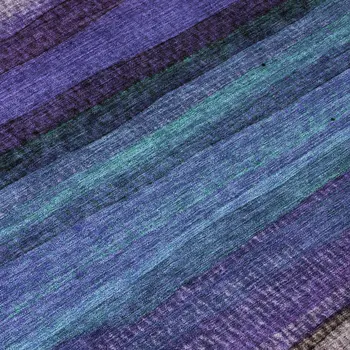 8' Blue Purple And Taupe Round Striped Washable Indoor Outdoor Area Rug