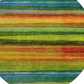 8' Green Teal Blue And Copper Round Striped Washable Indoor Outdoor Area Rug