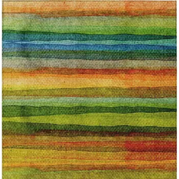 8' X 10' Green Teal Blue And Copper Striped Washable Indoor Outdoor Area Rug