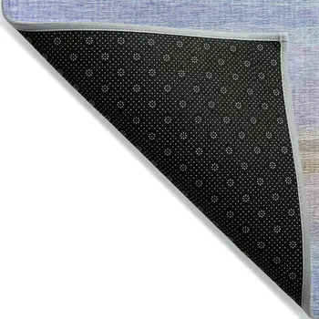 3' X 5' Lavender Sky Blue And Beige Striped Washable Indoor Outdoor Area Rug