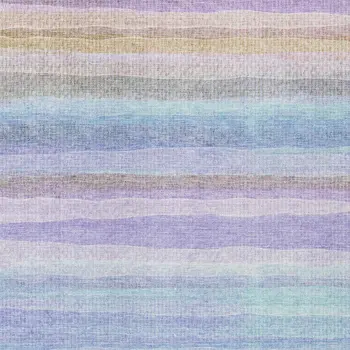 3' X 5' Lavender Sky Blue And Beige Striped Washable Indoor Outdoor Area Rug