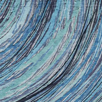 10' X 14' Blue Aqua And Ivory Abstract Washable Indoor Outdoor Area Rug