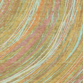 10' X 14' Gold Sky Blue And Coral Abstract Washable Indoor Outdoor Area Rug